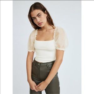 Wilfred Sheer Puff Sleeve Top